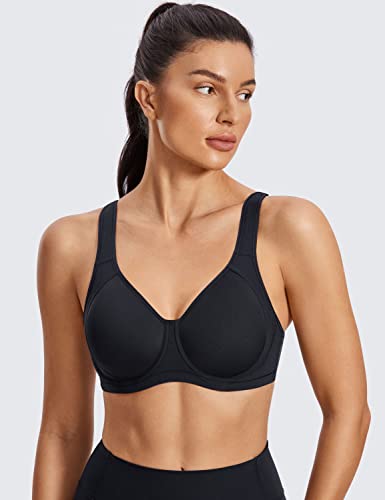 SYROKAN High Impact Sports Bras for Women Support Underwire Cross Back Large Bust Cool Comfort Molded Cup Sweat Wicking