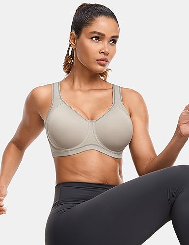 SYROKAN High Impact Sports Bras for Women Comfortable Cool Support Underwire Cross Back Large Bust