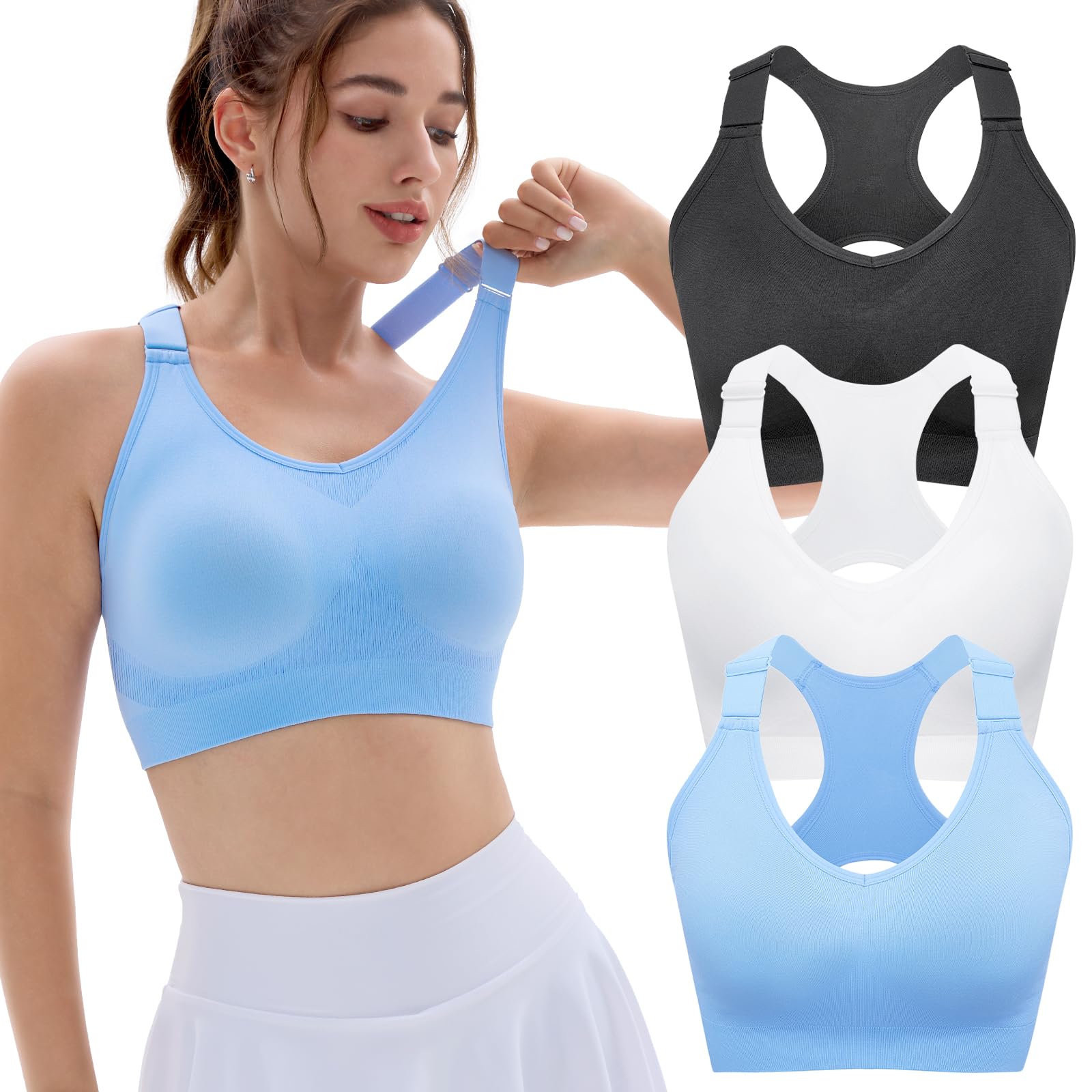 FITTIN Padded Sports Bras Pack for Women Workout Support
| FITTIN Adjustable Strap Racerback Sports Bras for Gym Yoga
|