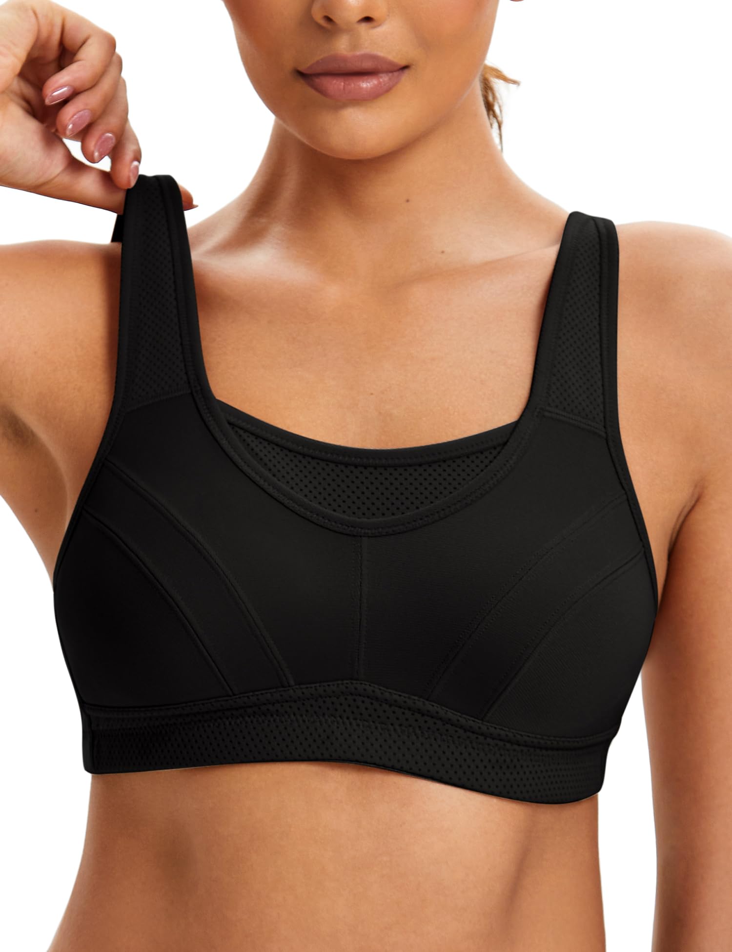 ZeroBound Women's Sports Bra High Impact Large Bust Full Coverage Workout Bras Adjustable Wirefree NO Padded Bra for Act